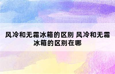 风冷和无霜冰箱的区别 风冷和无霜冰箱的区别在哪